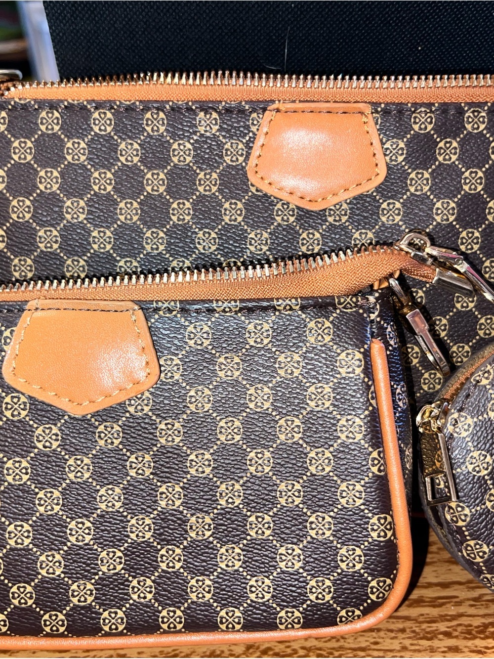 3-in-1 Monogram Multi Pochette Crossbody Bag Set with 3 Detachable Straps